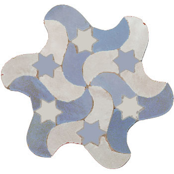 Mosaic House Moroccan tile RafRaf 1-17 White Sky blue  zellige, mosaic, zellij, field, pattern, glaze, stars, playful, intricate 